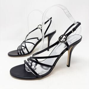 Gucci Strappy GG Sandals Leather Heels Size 39.5